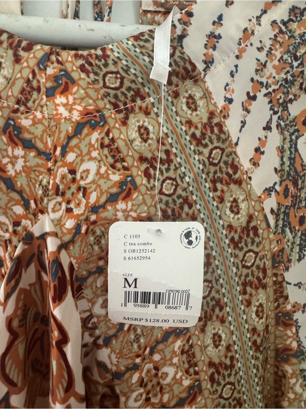 Free People Cream and Brown Paisley Mini Dress - Picture 3 of 4